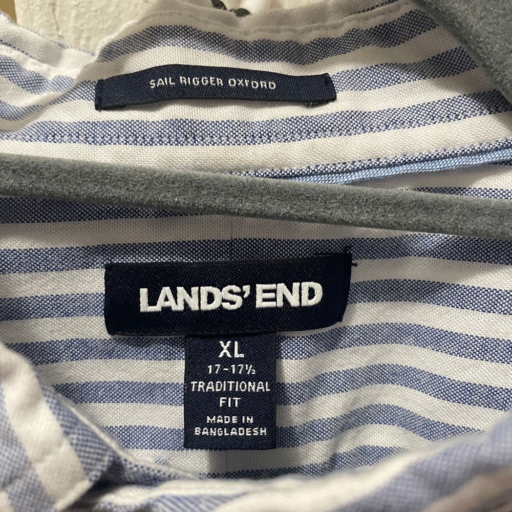 Pre -Worn Lands End  Sail Rigger Oxford Shirt XL 17-17.5